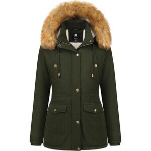 Women's Winter Coat Sherpa Lined Cotton Military Jacket Thicken Heavy Parka with